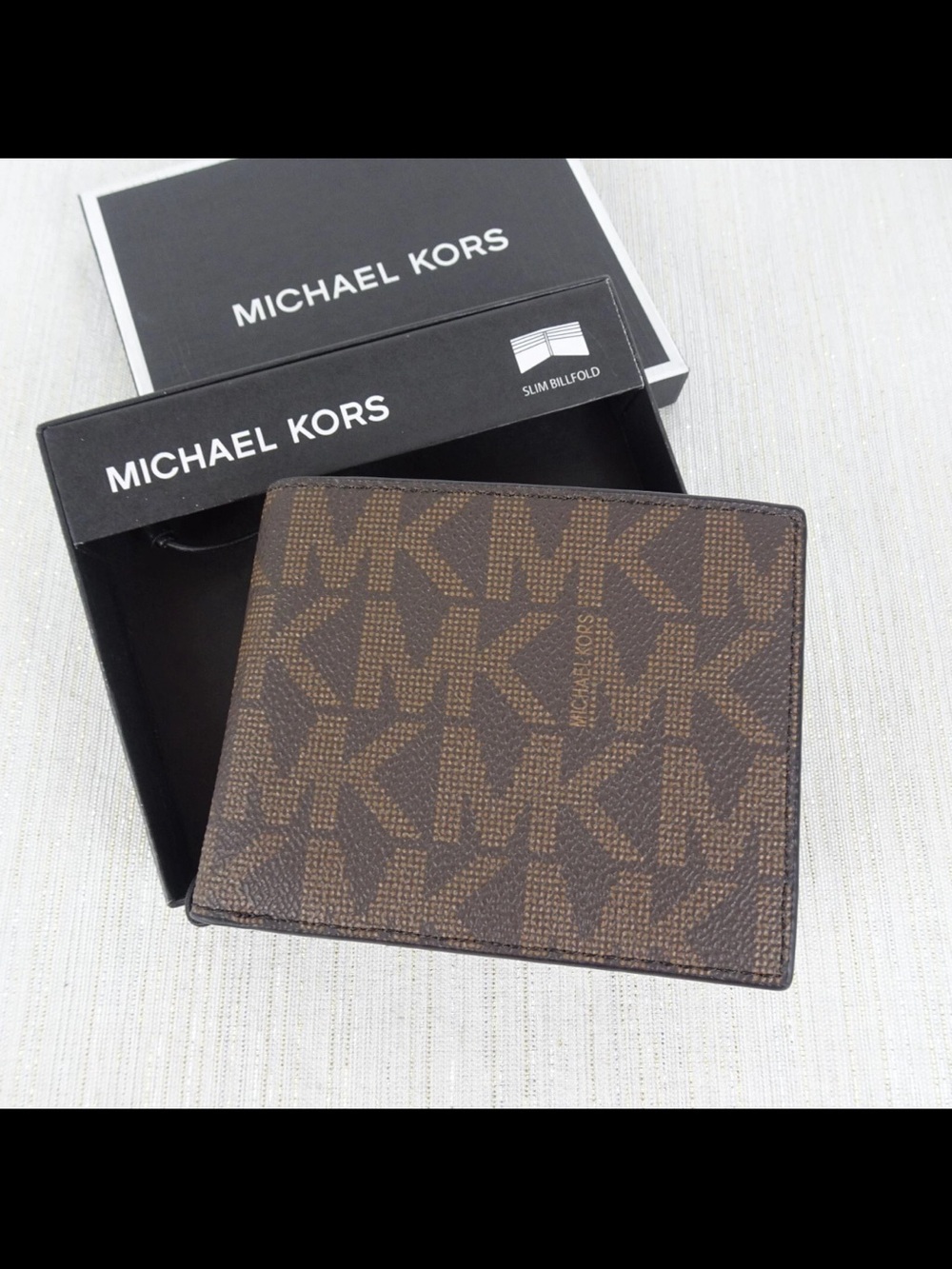 Michael Kors Mens Wallet Jet Set Brown Logo Bifold Wallet NEW In Box Giftable